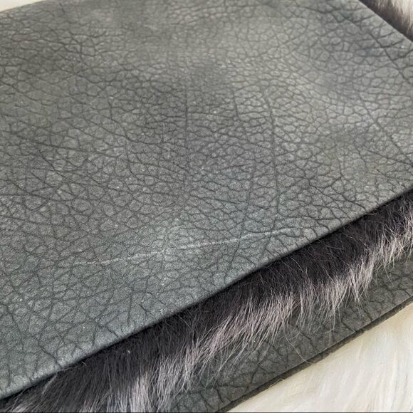 Romygold Grey Fur Trimmed Leather Clutch - Picture 7 of 7